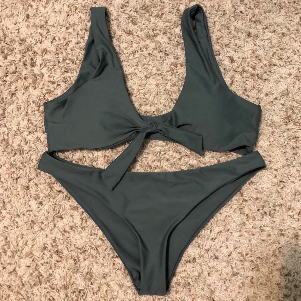 Greenish gray cheeky bikini
